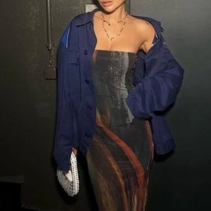 Zara Strapless Printed Tulle Dress